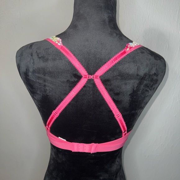 Wacoal Size 36 Floral Lace Pink Embroidered Bralette - Picture 4 of 8